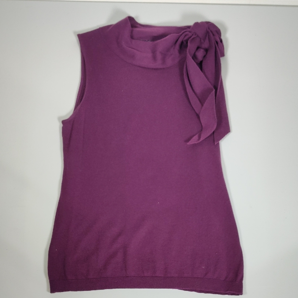 Ann Taylor tie neck sleeveless sweater purple XSP‎